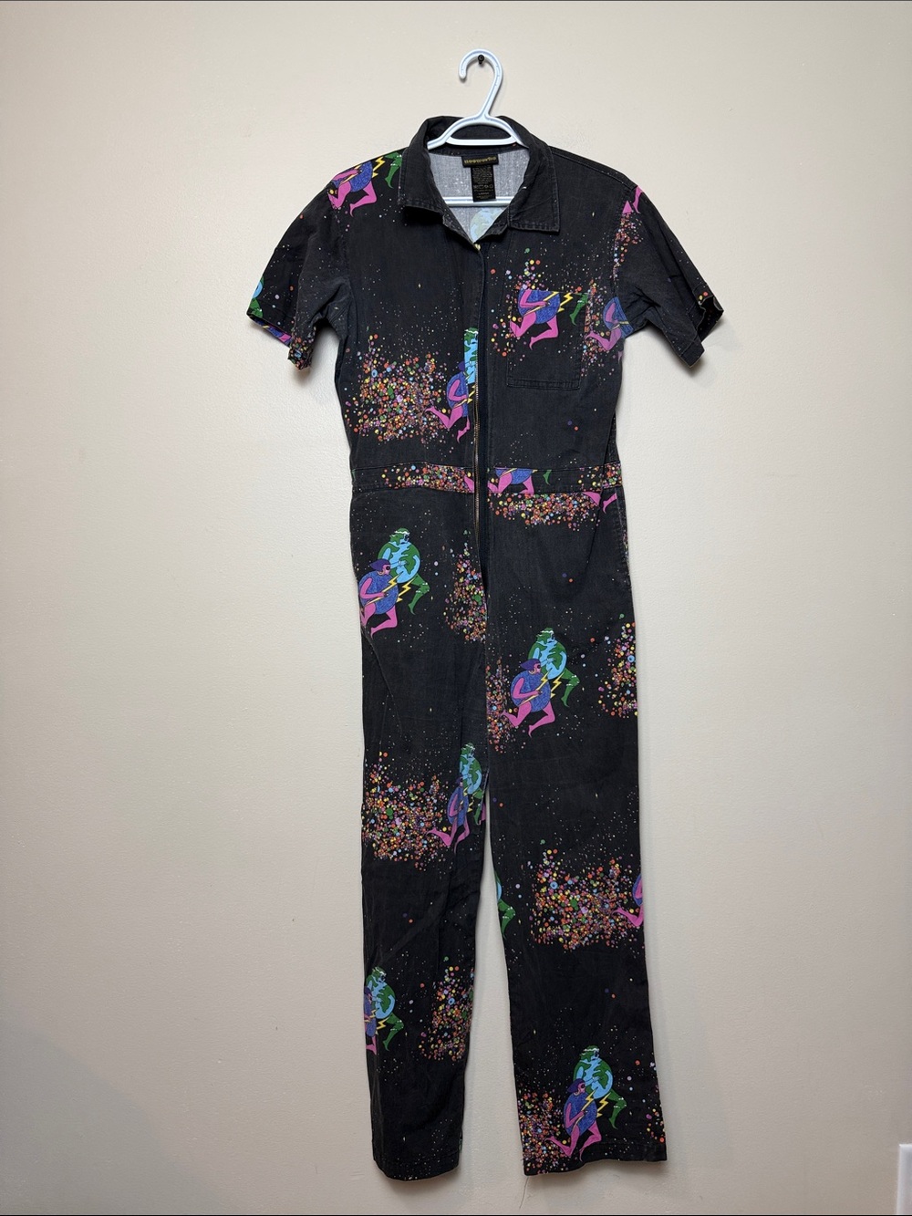 Nooworks Black Jumpsuit with Multicolor Graphic Print size L